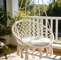 Fauteuil hamac en macramé moderne et portable en tissu doux avec petit coussin de dossier, capacité 120 kg, mobilier d'extérieur