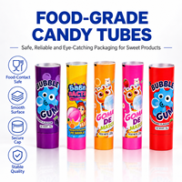 Tube d'emballage pour bonbons en aluminium et plastique imprimé sur mesure, qualité alimentaire, finition UV, bouchon à vis 12,7-35 mm