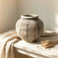 Vas Magnesium Oksida Rustic, Vas Resin Dekoratif Vintage, Vas Keramik untuk Dekorasi Rumah Gaya Farmhouse, Hiasan Meja