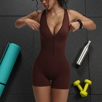 Combinaison de yoga à demi-zip avec logo personnalisé, sensation seconde peau, dos découpé, séchage rapide, moulante, haute intensité