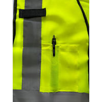 10 gilets réfléchissants industriels personnalisés vert haute visibilité bicolores avec poches et fermeture éclair