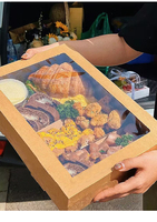 Vente en gros de boîte à rabat en papier carton pour pique-nique boîte à emporter pour chocolat de fête boîte d'emballage alimentaire pour brunch de pâturage