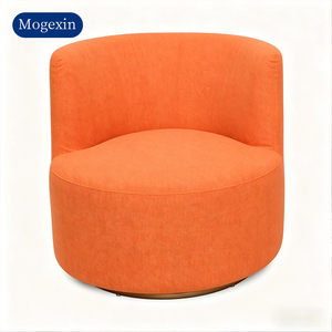 Modern Orange Fabric Swivel Accent Chair Upholstered Round Barrel Chair <b>for</b> Living Room Suitable <b>for</b> living rooms dining rooms - Product Image 6