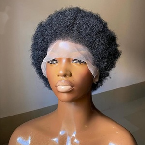 Perruque Chioma en promotion, perruque courte bouclée 13x4 HD avec dentelle transparente, noire naturelle, 100% cheveux humains bruts pour personnes noires - Product Image 1
