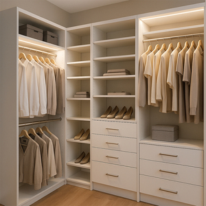 Vente directe d'usine en Chine, fabricant chinois moderne, systèmes d'armoires de dressing modernes blancs de style Shaker - Product Image 5