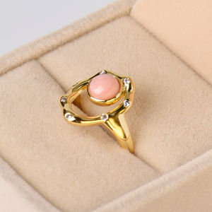 Anillo de Plata de Ley 925 con Concha Natural de Reina y Circonita Cúbica, Certificado por GRA, Anillo de Piedras Preciosas para Mujer, Forma Libre, para Boda/Fiesta - Product Image 1