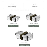 304 Edelstahl-Lunchbox mit Auslaufsicherem Metalldeckel, Bambusdeckel Bento-Box, Tragbarer Lebensmittelbehälter für Mahlzeiten Unterwegs, Schule