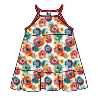 Robes d'été 2026 en tissu de bambou pour enfants, confortables, sans manches, longueur genou, avec volants et imprimés personnalisés pour filles (ODM)