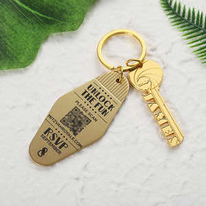 Llavero Personalizado con Logotipo Chapado en Oro a Precio <span class=keywords><strong>de</strong></span> Fábrica, Grabado Láser para Hoteles, <span class=keywords><strong>Aniversario</strong></span>, <span class=keywords><strong>30</strong></span> Años, Llavero Vintage para Motel - Product Image 4