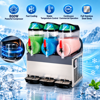 Machine à slush commerciale à LED, en acier inoxydable de qualité alimentaire, 800W, 3 robinets, machine à boissons glacées électrique de comptoir