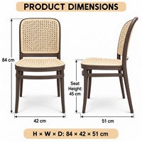 Chaise de bistrot en PP marron café, assise en faux rotin, sans accoudoirs, mobilier de salle à manger pour café, restaurant, sièges d'invités, jardin, terrasse extérieure