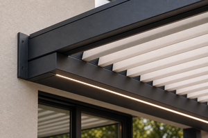 Luxury Residential Aluminum Pergola, Smart Motorized Louvered Outdoor <b>Gazebo</b>, Sun & Rain Resistant Patio Pavilion - Product Image 2