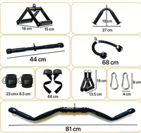 Ensemble de sept poignées d'entraînement légères et creuses pour exercices de force, ensemble de tirages haut/bas pour machine à câble, accessoires d'équipement de fitness