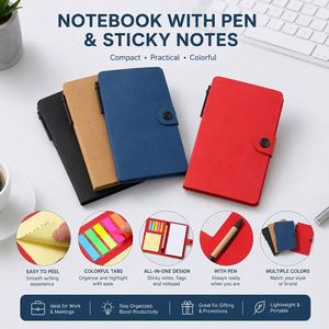 WW1771 Kraft Cover Notebook Custom Printed <b>Sticky</b> Memo <b>Notes</b> with Pen Office Stationery Set <b>Sticky</b> <b>Note</b> Pads with Custom Cover - Product Image 2