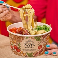 Bol en papier jetable blanc de qualité supérieure avec logo personnalisé pour salade Acai Bowl Poke à emporter, emballage compostable avec couvercle transparent