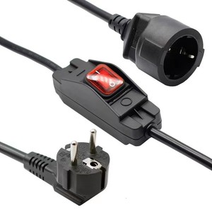 สายไฟยูโรปลั๊กพร้อมสวิตช์ IP65 กันน้ำ 16A 25A ขั้วต่อ C20 IEC สายไฟ PVC SJTOW - Product Image 1