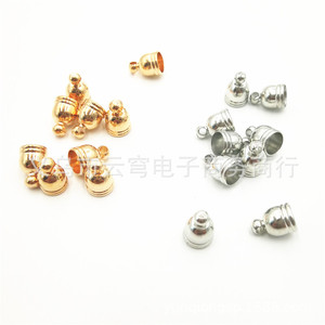 Capuchón de borla de campana de cobre chapado de 7mmx10mm para fabricación de pulseras, accesorios de joyería, forma redonda, color blanco K - Product Image 5