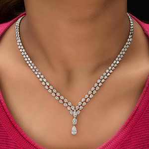 Collar Lariat de Plata 925 con Moissanita en Forma de Pera, Elegante Joyería de Boda, Regalo para Mamá, Amante, Estilo Día de la Madre - Product Image 2