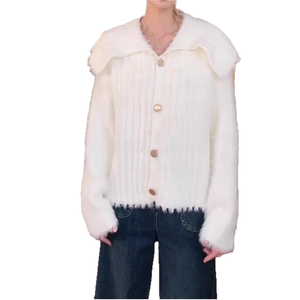 Parka de punto ajustada para mujer, con cuello mandarín, forro de lana de cordero, abrigo corto cálido de invierno JT3313 - Product Image 1