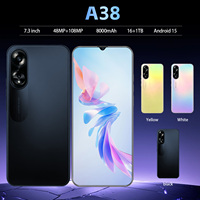 Smartphone Android 5G CDMA LTE Version Globale A38 2026 16 Go + 1 To, Écran 7,3 Pouces, Batterie Longue Durée, Appareil Photo 108 MP, Débloqué, Processeur Déca-Core Professionnel