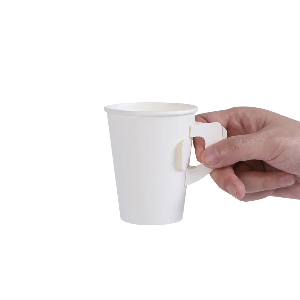 Conception personnalisée d'usine de gobelets en papier jetables en gros avec poignée pour tasse à café en papier tasse à thé en papier imprimée avec logo personnalisé