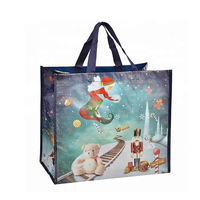 Bolsa de compras tejida reutilizable para supermercado, bolsa de compras reutilizable laminada con logotipo personalizado, Eco, PP, reciclada