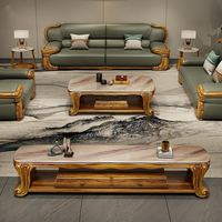Ensemble de canapés modernes en bois massif, revêtement en cuir vert, design classique, meubles de salon, canapé