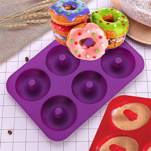Baru di pasar cetakan silikon kue donat cetakan roti makanan penutup DIY Macaron lingkaran alat kue cetakan silikon - Product Image 3