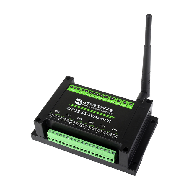 Industrial 6-Channel ESP32-S3 WiFi Relay Module Supports WiFi / / RS485 Control Onboard RS485 / Pico HAT Interfaces