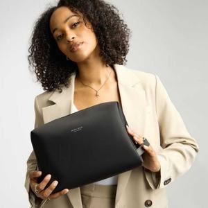 Sac cosmétique en cuir PU grand sac de voyage à fermeture éclair sacs de maquillage étanches avec poignée pour femmes hommes voyage en plein air - Product Image 2