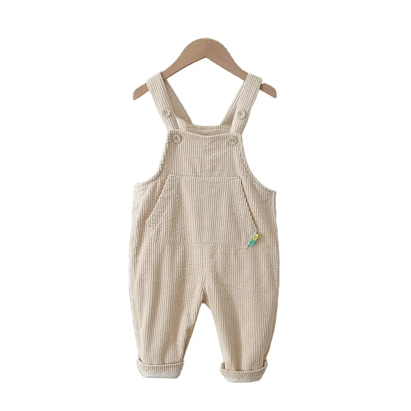 Baby Pants Toddler Corduroy Trousers Kids Brown Loose Casual Pants with Pocket Baby Boy Overalls