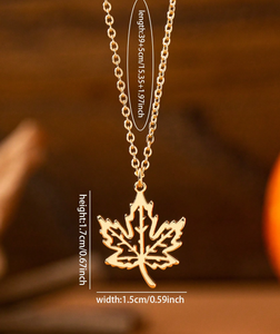 Collar De Hoja De Arce Collares De Acero Inoxidable Collar De Hoja PVD Chapado En Oro Joyería Collar De Hoja De Otoño - Product Image 2