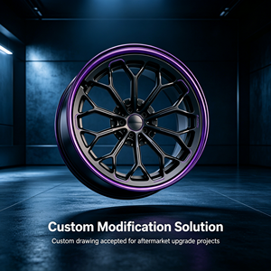 Cerchi in Lega Forgiati Monoblocco Neri con Bordo Viola Stile Stance Personalizzati per Lexus ES Mercedes Classe C Honda Civic Mini Cooper - Product Image 6