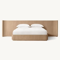 Lit en bois massif de luxe sur mesure, taille Queen ou King, style doux, meubles de chambre à coucher, villa, tête de lit étendue, ensemble de lit de chambre à coucher