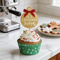 Décorations de cupcakes Père Noël scintillantes pour bébé - Mes premiers Noël - Idéales pour baby shower, révélation du sexe, fête d'anniversaire d'enfants