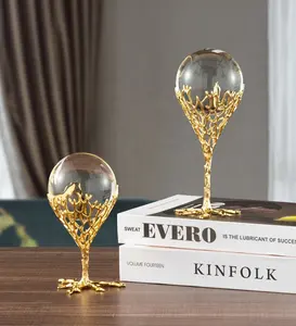 Wholesale decor modern balls-Modern Nordic Abstract Home Decor Metal Luxury Holding Crystal Ball