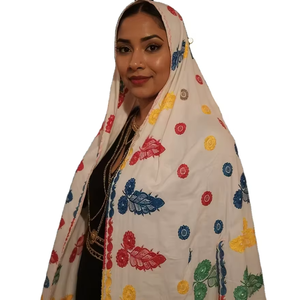 Decoraciones - Chal de chifón africano duradero, transpirable, suave y ligero para mujer, para todas las estaciones, estilo étnico musulmán, con bordado floral y pedrería. - Product Image 1