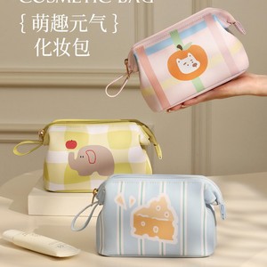 Cosmetic Bag Cartoon Pattern Zipper Closure Large Capacity Portable Travel <b>Makeup</b> <b>Case</b> With Soft Handle - Product Image 1