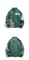 Manteau vert Rewash Tooling Stitching Veste à glands pour hommes et femmes Factory Hot Custom Spring Autumn Super Large Denim Stand