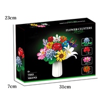 Lot de 12 ensembles de construction de fleurs en briques pour enfants, mini-briques DIY, jouets de construction pour filles