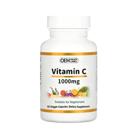Complément Alimentaire OEM Vitamine C 1000mg en Capsules Végétales, 60 Unités, pour le Soutien Immunitaire et Cutané, Adulte, Durée de Conservation 24 Mois