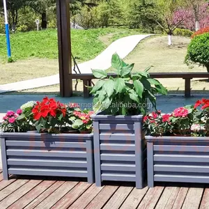 Vaso fioriera in alluminio vaso da fiori assemblare pacchetto in legno da giardino in metallo in lega di alluminio moderno su misura per esterni