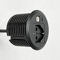 Prise de table encastrée personnalisée avec gestion des câbles et double charge USB pour les bureaux et les maisons en Allemagne, en Italie et au Chili