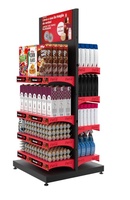Étagère de présentation gondole double face personnalisée légère en métal pour magasin de proximité, pharmacie, écologique