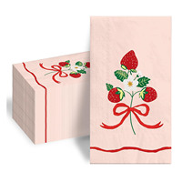 Serviettes en papier à 3 plis à la fraise, serviettes de cocktail jetables, impression personnalisée OEM
