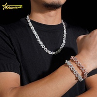 Nouveau Design Luxe Mode Argent 925 Hip Hop Trèfle 10mm Moissanite Chaîne Cubaine Collier Infini