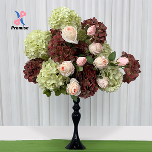 Arreglo Floral de Seda en Verde Retro y Borgoña para Despedida de Soltera y Fiesta de Compromiso - Product Image 1