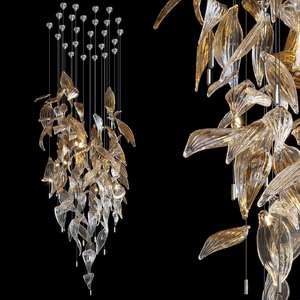 Lustre moderne transparent et de couleur ambre pour hall d'hôtel, lustre suspendu LED de luxe - Product Image 1