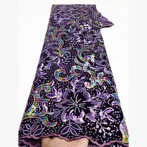 Dentelle brodée nigériane <span class=keywords><strong>NiAi</strong></span>, dentelle africaine de luxe, dentelle en velours à paillettes, dentelle pour robe de mariée - Product Image 3