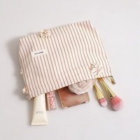 Grande trousse de maquillage en toile, sac de voyage pour cosmétiques et soins de la peau, sac à main à fleurs, portable, écologique, avec fermeture éclair, pochette de rangement